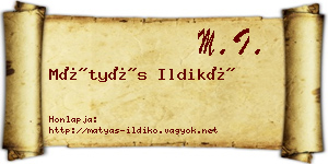 Mátyás Ildikó névjegykártya